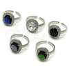 Rhodium Gold Filled Multi Stone Ring, Cluster Design, with Sapphire Blue Cubic Zirconia and White Micro Pave, Polished, Rhodium Finish, 01.424.0001.7 (One size fits all)