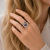 Rhodium Gold Filled Multi Stone Ring, Cluster Design, with Amethyst Cubic Zirconia and White Micro Pave, Polished, Rhodium Finish, 01.424.0001.8 (One size fits all)