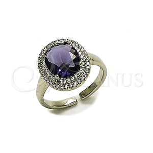 White Gold Filled Ring — Multi Stone Ring Cluster Design with Amethyst Cubic — main product view — SKU 165444 | Oro Laminado Blanco anillo — Multi Stone Ring Cluster diseño with Amethyst Cubic — SKU 165444