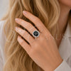Rhodium Gold Filled Multi Stone Ring, Cluster Design, with Black Cubic Zirconia and White Micro Pave, Polished, Rhodium Finish, 01.424.0001.9 (One size fits all)