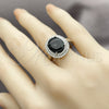 Rhodium Gold Filled Multi Stone Ring, Cluster Design, with Black Cubic Zirconia and White Micro Pave, Polished, Rhodium Finish, 01.424.0001.9 (One size fits all)