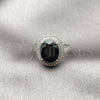 Rhodium Gold Filled Multi Stone Ring, Cluster Design, with Black Cubic Zirconia and White Micro Pave, Polished, Rhodium Finish, 01.424.0001.9 (One size fits all)