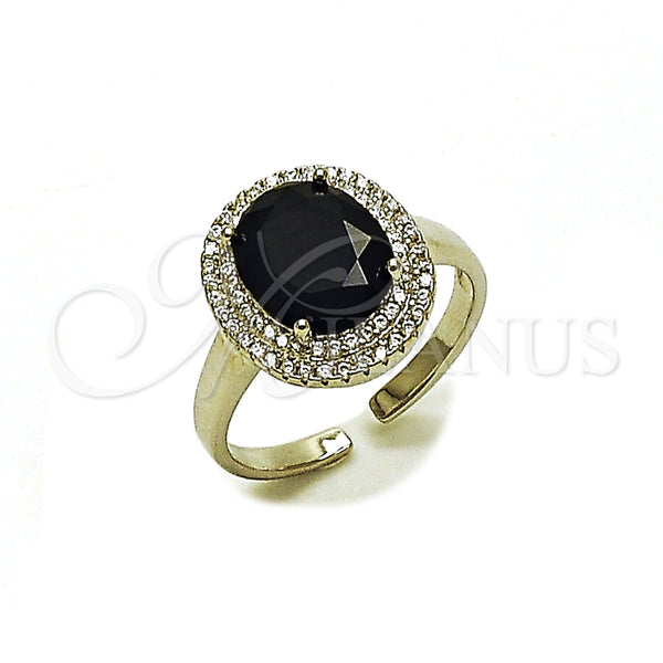 White Gold Filled Ring — Multi Stone Ring Cluster Design with Black Cubic — main product view — SKU 165445 | Oro Laminado Blanco anillo — Multi Stone Ring Cluster diseño with negro Cubic — SKU 165445