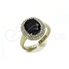 Rhodium Gold Filled Multi Stone Ring, Cluster Design, with Black Cubic Zirconia and White Micro Pave, Polished, Rhodium Finish, 01.424.0001.9 (One size fits all)