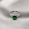 Rhodium Gold Filled Multi Stone Ring, Cluster Design, with Green and White Cubic Zirconia, Polished, Rhodium Finish, 01.424.0019.1 (One size fits all)