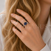 Rhodium Gold Filled Multi Stone Ring, Cluster Design, with Sapphire Blue Cubic Zirconia and White Micro Pave, Polished, Rhodium Finish, 01.424.0019.2 (One size fits all)