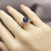 Rhodium Gold Filled Multi Stone Ring, Cluster Design, with Sapphire Blue Cubic Zirconia and White Micro Pave, Polished, Rhodium Finish, 01.424.0019.2 (One size fits all)