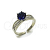 Rhodium Gold Filled Multi Stone Ring, Cluster Design, with Sapphire Blue Cubic Zirconia and White Micro Pave, Polished, Rhodium Finish, 01.424.0019.2 (One size fits all)