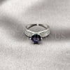 Rhodium Gold Filled Multi Stone Ring, Cluster Design, with Amethyst and White Cubic Zirconia, Polished, Rhodium Finish, 01.424.0019.3 (One size fits all)