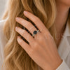 Rhodium Gold Filled Multi Stone Ring, Cluster Design, with Black and White Cubic Zirconia, Polished, Rhodium Finish, 01.424.0019.4 (One size fits all)