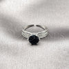 Rhodium Gold Filled Multi Stone Ring, Cluster Design, with Black and White Cubic Zirconia, Polished, Rhodium Finish, 01.424.0019.4 (One size fits all)