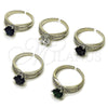 Rhodium Gold Filled Multi Stone Ring, Cluster Design, with Black and White Cubic Zirconia, Polished, Rhodium Finish, 01.424.0019.4 (One size fits all)