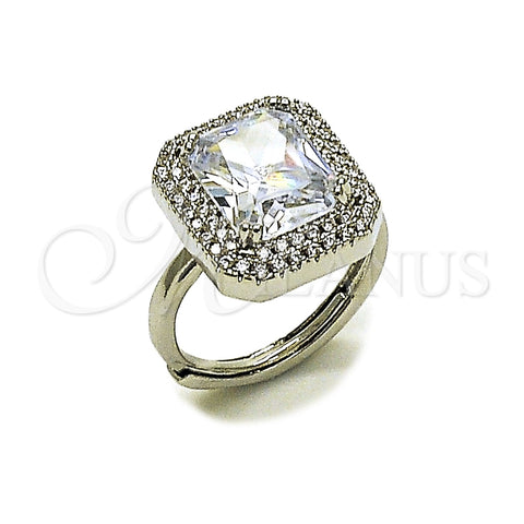 Rhodium Gold Filled Multi Stone Ring, Cluster Design, with White Cubic Zirconia, Polished, Rhodium Finish, 01.424.0020 (One size fits all)