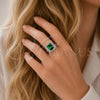 Rhodium Gold Filled Multi Stone Ring, Cluster Design, with Green and White Cubic Zirconia, Polished, Rhodium Finish, 01.424.0020.1 (One size fits all)