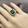 Rhodium Gold Filled Multi Stone Ring, Cluster Design, with Green and White Cubic Zirconia, Polished, Rhodium Finish, 01.424.0020.1 (One size fits all)