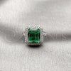 Rhodium Gold Filled Multi Stone Ring, Cluster Design, with Green and White Cubic Zirconia, Polished, Rhodium Finish, 01.424.0020.1 (One size fits all)