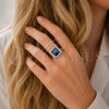 Rhodium Gold Filled Multi Stone Ring, Cluster Design, with Sapphire Blue and White Cubic Zirconia, Polished, Rhodium Finish, 01.424.0020.2 (One size fits all)
