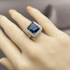 Rhodium Gold Filled Multi Stone Ring, Cluster Design, with Sapphire Blue and White Cubic Zirconia, Polished, Rhodium Finish, 01.424.0020.2 (One size fits all)
