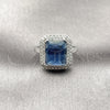 Rhodium Gold Filled Multi Stone Ring, Cluster Design, with Sapphire Blue and White Cubic Zirconia, Polished, Rhodium Finish, 01.424.0020.2 (One size fits all)