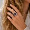 Rhodium Gold Filled Multi Stone Ring, Cluster Design, with Amethyst and White Cubic Zirconia, Polished, Rhodium Finish, 01.424.0020.3 (One size fits all)