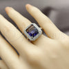 Rhodium Gold Filled Multi Stone Ring, Cluster Design, with Amethyst and White Cubic Zirconia, Polished, Rhodium Finish, 01.424.0020.3 (One size fits all)