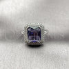 Rhodium Gold Filled Multi Stone Ring, Cluster Design, with Amethyst and White Cubic Zirconia, Polished, Rhodium Finish, 01.424.0020.3 (One size fits all)