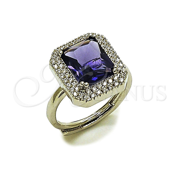 White Gold Filled Ring — Multi Stone Ring Cluster Design with Amethyst and — main product view — SKU 165454 | Oro Laminado Blanco anillo — Multi Stone Ring Cluster diseño with Amethyst and — SKU 165454