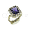 Rhodium Gold Filled Multi Stone Ring, Cluster Design, with Amethyst and White Cubic Zirconia, Polished, Rhodium Finish, 01.424.0020.3 (One size fits all)