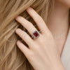 Rhodium Gold Filled Multi Stone Ring, Cluster Design, with Garnet and White Cubic Zirconia, Polished, Rhodium Finish, 01.424.0020.4 (One size fits all)