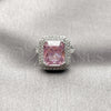 Rhodium Gold Filled Multi Stone Ring, Cluster Design, with Pink and White Cubic Zirconia, Polished, Rhodium Finish, 01.424.0020.5 (One size fits all)