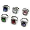 Rhodium Gold Filled Multi Stone Ring, Cluster Design, with Pink and White Cubic Zirconia, Polished, Rhodium Finish, 01.424.0020.5 (One size fits all)
