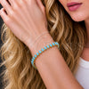 Oro Laminado Tennis Bracelet, Gold Filled Style Teardrop Design, with Turquoise Cubic Zirconia, Polished, Golden Finish, 03.424.0008.07 (05 MM Thickness, 8 Inches Length)