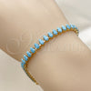 Oro Laminado Tennis Bracelet, Gold Filled Style Teardrop Design, with Turquoise Cubic Zirconia, Polished, Golden Finish, 03.424.0008.07 (05 MM Thickness, 8 Inches Length)