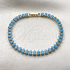 Oro Laminado Tennis Bracelet, Gold Filled Style Teardrop Design, with Turquoise Cubic Zirconia, Polished, Golden Finish, 03.424.0008.07 (05 MM Thickness, 8 Inches Length)
