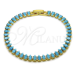 Gold Filled Bracelet — Tennis Bracelet Teardrop Design with Turquoise Cubic Zirconia — main product view — SKU 165457 | Oro Laminado brazalete — Tennis Bracelet Teardrop diseño with Turquoise Cubic Zirconia — SKU 165457