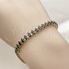 Oro Laminado Tennis Bracelet, Gold Filled Style Teardrop Design, with Black Cubic Zirconia, Polished, Golden Finish, 03.424.0008.1.07 (05 MM Thickness, 8 Inches Length)