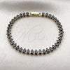 Oro Laminado Tennis Bracelet, Gold Filled Style Teardrop Design, with Black Cubic Zirconia, Polished, Golden Finish, 03.424.0008.1.07 (05 MM Thickness, 8 Inches Length)