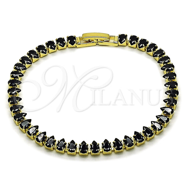 Gold Filled Bracelet — Tennis Bracelet Teardrop Design with Black Cubic Zirconia — main product view — SKU 165458 | Oro Laminado brazalete — Tennis Bracelet Teardrop diseño with negro Cubic Zirconia — SKU 165458