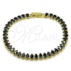 Oro Laminado Tennis Bracelet, Gold Filled Style Teardrop Design, with Black Cubic Zirconia, Polished, Golden Finish, 03.424.0008.1.07 (05 MM Thickness, 8 Inches Length)