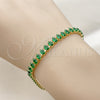 Oro Laminado Tennis Bracelet, Gold Filled Style Teardrop Design, with Green Cubic Zirconia, Polished, Golden Finish, 03.424.0008.2.07 (05 MM Thickness, 8 Inches Length)