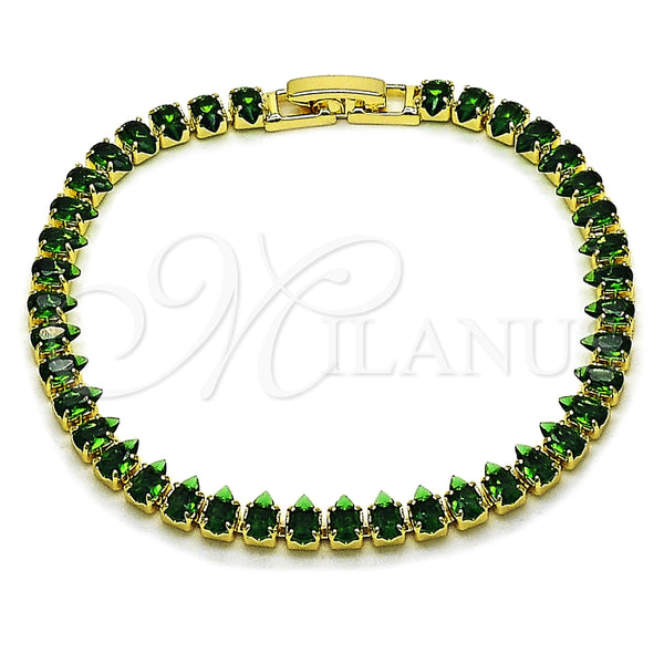 Gold Filled Bracelet — Tennis Bracelet Teardrop Design with Green Cubic Zirconia — main product view — SKU 165459 | Oro Laminado brazalete — Tennis Bracelet Teardrop diseño with Green Cubic Zirconia — SKU 165459