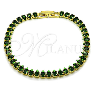 Gold Filled Bracelet — Tennis Bracelet Teardrop Design with Green Cubic Zirconia — main product view — SKU 165459 | Oro Laminado brazalete — Tennis Bracelet Teardrop diseño with Green Cubic Zirconia — SKU 165459