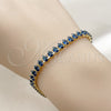 Oro Laminado Tennis Bracelet, Gold Filled Style Teardrop Design, with Sapphire Blue Cubic Zirconia, Polished, Golden Finish, 03.424.0008.3.07 (05 MM Thickness, 8 Inches Length)