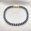 Oro Laminado Tennis Bracelet, Gold Filled Style Teardrop Design, with Sapphire Blue Cubic Zirconia, Polished, Golden Finish, 03.424.0008.3.07 (05 MM Thickness, 8 Inches Length)