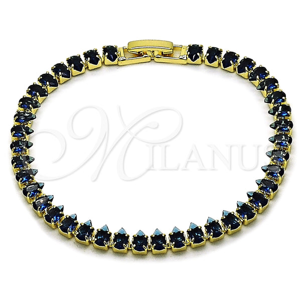 Gold Filled Bracelet — Tennis Bracelet Teardrop Design with Sapphire Blue Cubic — main product view — SKU 165460 | Oro Laminado brazalete — Tennis Bracelet Teardrop diseño with Sapphire Blue Cubic — SKU 165460