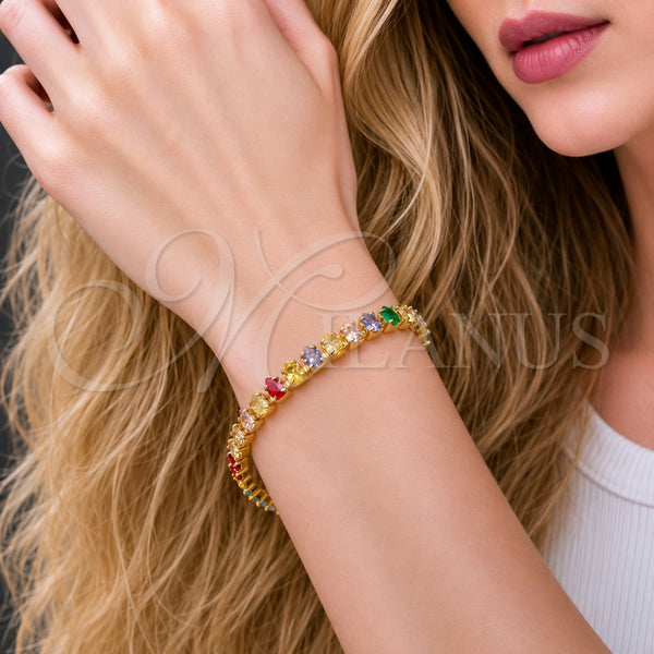 Gold Filled Bracelet — Tennis Bracelet Teardrop Design with Multicolor Cubic Zirconia — alternate product view — SKU 165461 | Oro Laminado brazalete — Tennis Bracelet Teardrop diseño with Multicolor Cubic Zirconia — SKU 165461