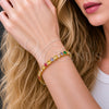 Oro Laminado Tennis Bracelet, Gold Filled Style Teardrop Design, with Multicolor Cubic Zirconia, Polished, Golden Finish, 03.424.0008.4.07 (05 MM Thickness, 8 Inches Length)