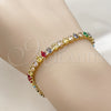 Oro Laminado Tennis Bracelet, Gold Filled Style Teardrop Design, with Multicolor Cubic Zirconia, Polished, Golden Finish, 03.424.0008.4.07 (05 MM Thickness, 8 Inches Length)
