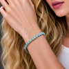 Rhodium Gold Filled Tennis Bracelet, Teardrop Design, with Turquoise Cubic Zirconia, Polished, Rhodium Finish, 03.424.0008.5.07 (05 MM Thickness, 8 Inches Length)