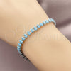 Rhodium Gold Filled Tennis Bracelet, Teardrop Design, with Turquoise Cubic Zirconia, Polished, Rhodium Finish, 03.424.0008.5.07 (05 MM Thickness, 8 Inches Length)